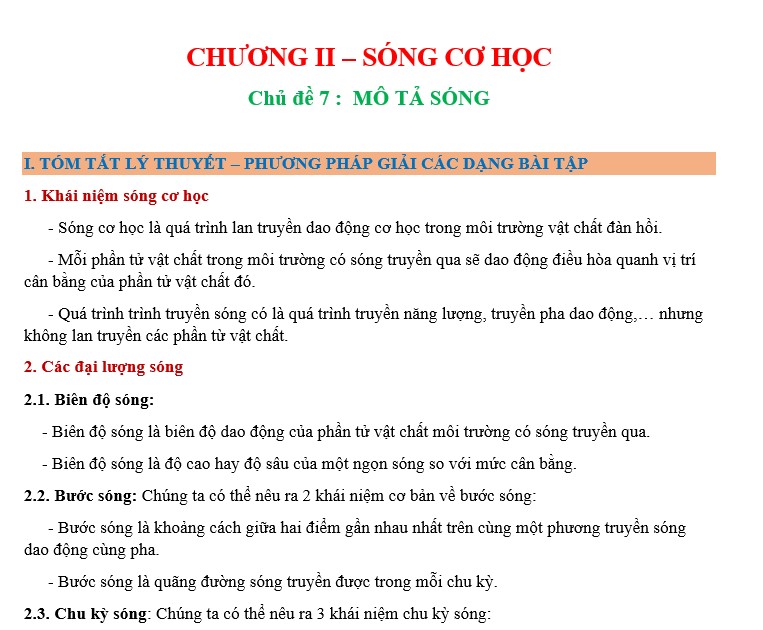 Bộ chủ đề dạy thêm vật lí 11 ba sách Sóng - có lời giải
